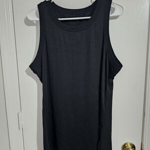 Black Ribbed Tank Top - Sleeveless Crew Neck